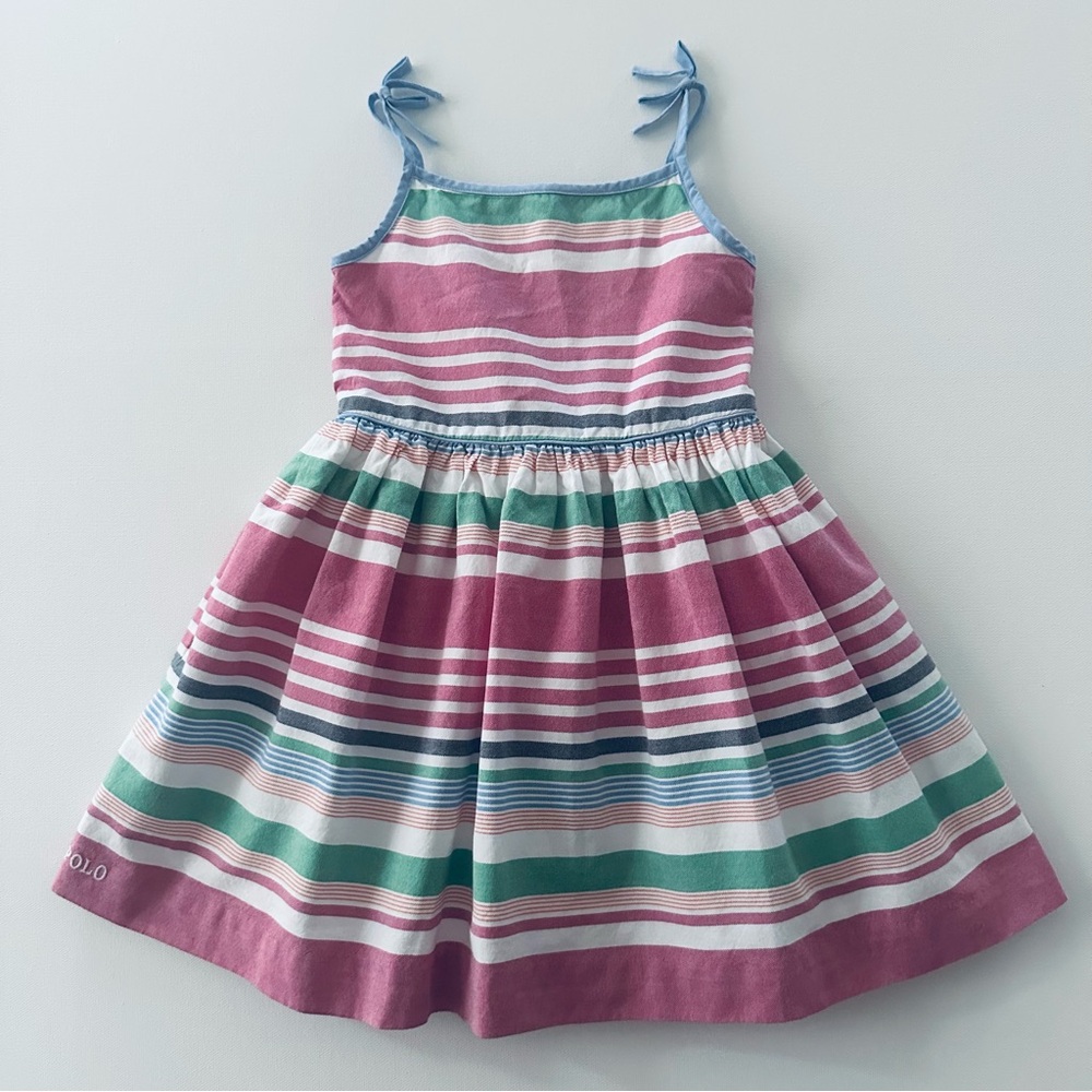 Ralph Lauren 18 Months Baby Girl Pink Striped Sundress Dress Spring Summer